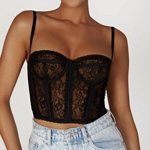 Meshki Black Lace Detail Top